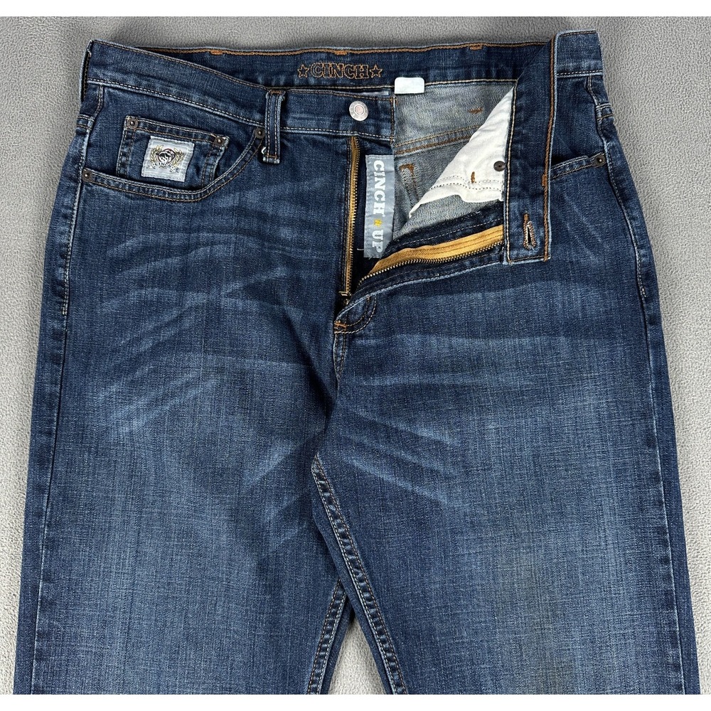 Cinch Jeans 34x36 Blue Dark Stone Silver Label Slim Straight Cowboy Western